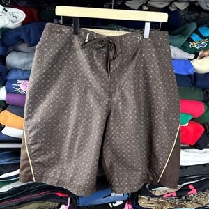 Hurley surfwear Mens Brown Geometric Swirl Board Shorts Swim Trunks Size 34
